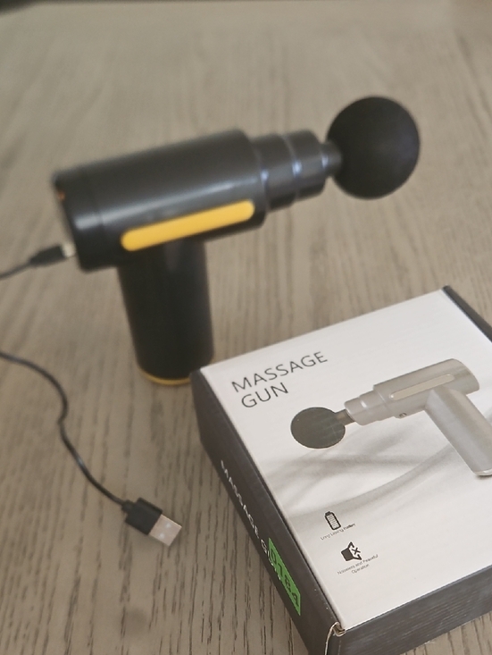 Other - Portable Black Massage Gun with Yellow Accent